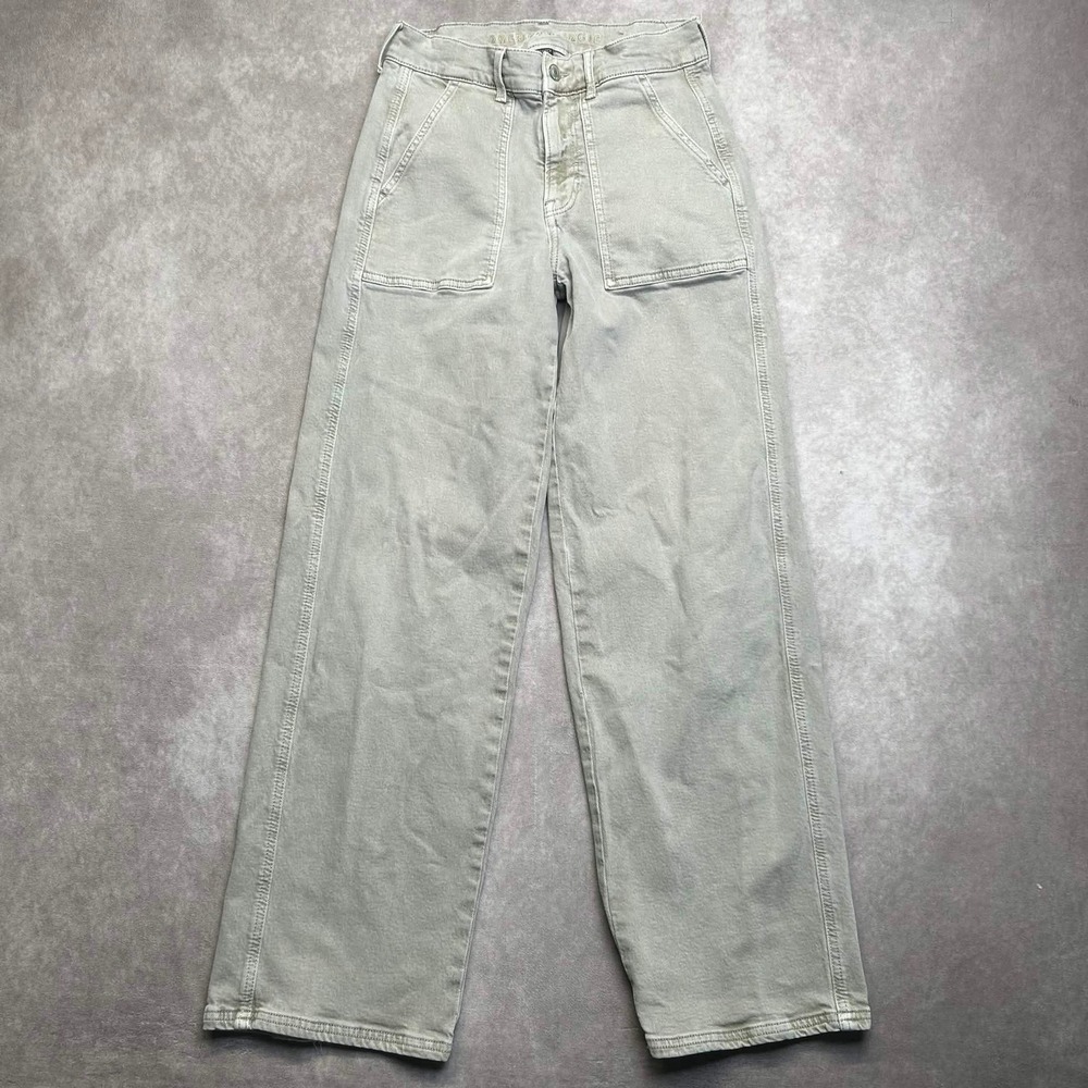 American Eagle Skater Jean Womens 4 Sage Green Wide Leg Stretch Utility Pants